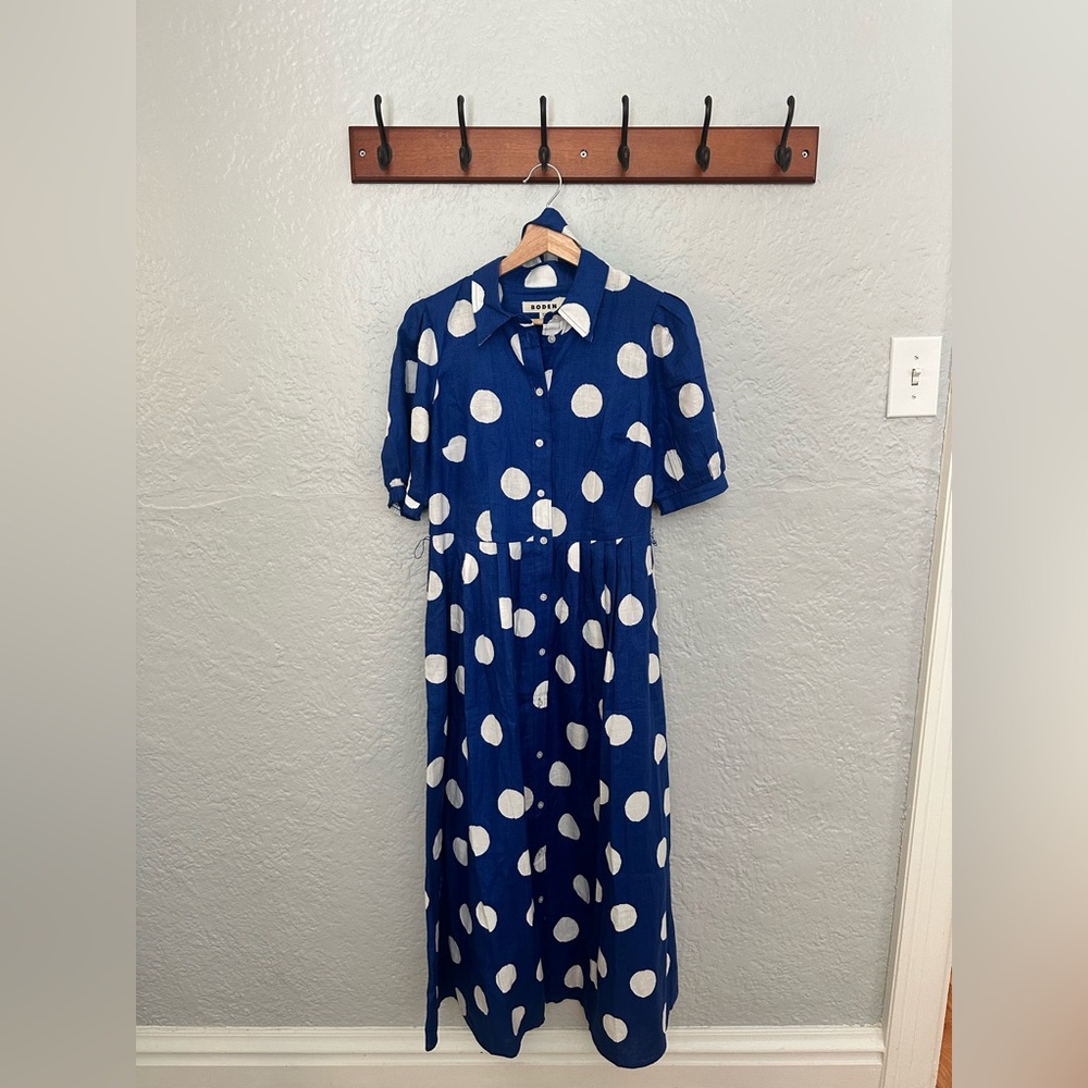 Boden Blue Alexa Linen Maxi Shirt Dress - Picture 7 of 13